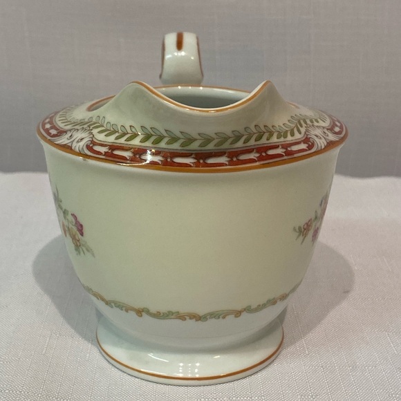 Noritake Nippon Toki Kaisha Creamer Red Border Laurel  Brown Trim - Picture 7 of 10